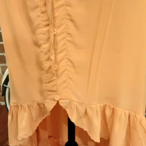 Beautiful π Peachy Orange Off Shoulder Or On Cinch Waist Semi Hi-Low Dress π - Picture 14 of 16